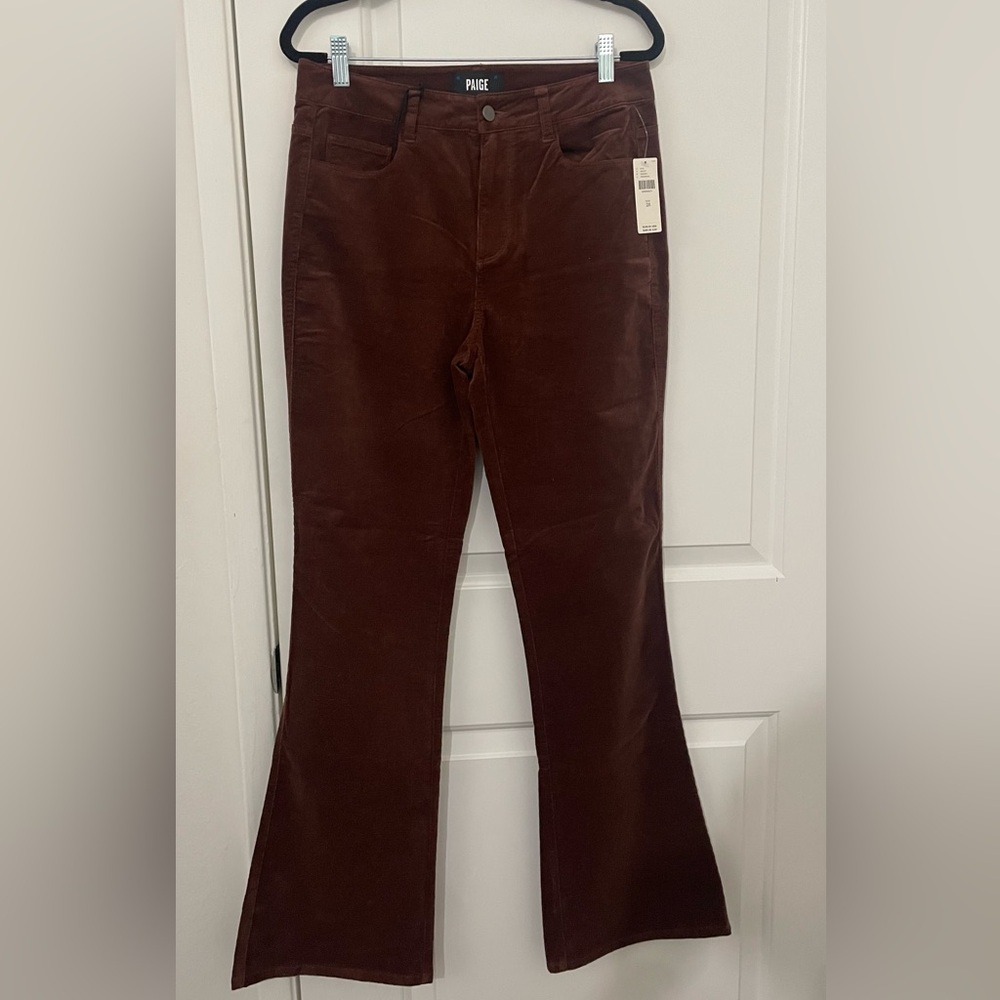 PAIGE Women's Rich Brown Wide Leg corduroy Pants ( inseam 32’ in) (NWT)